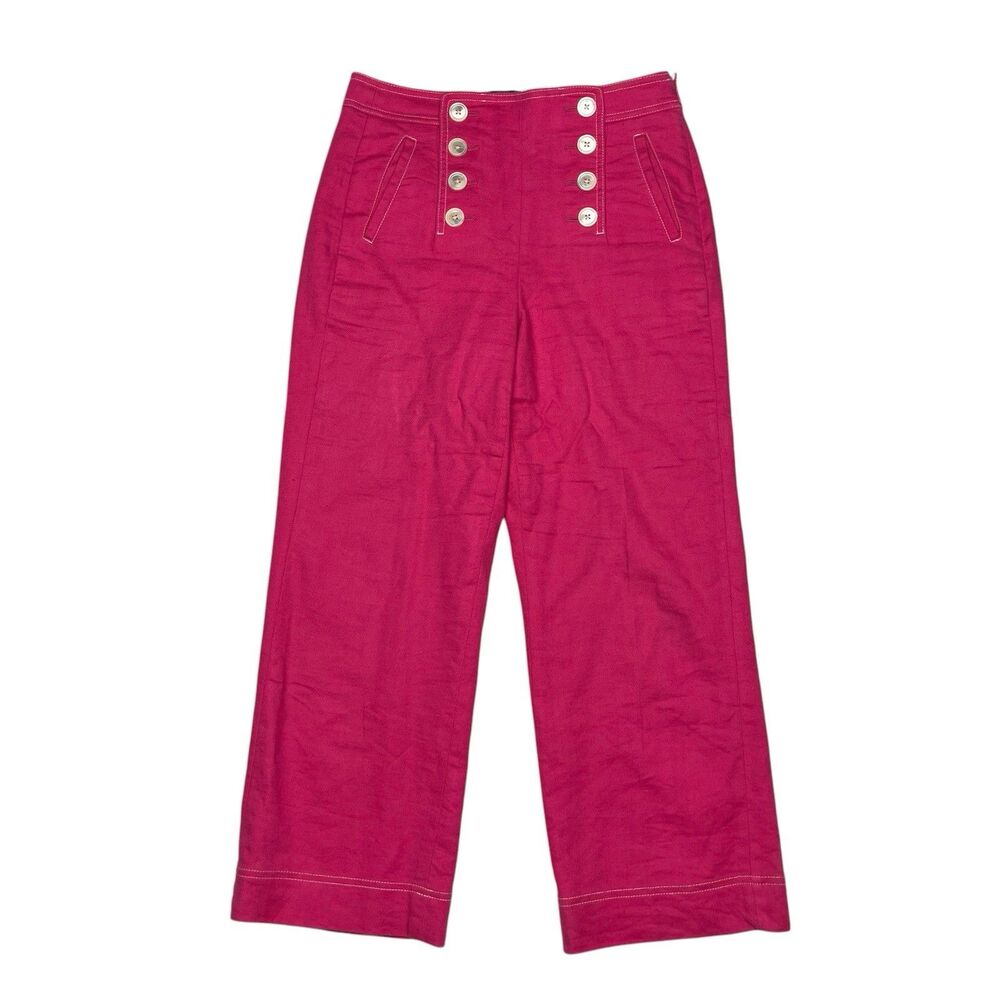 J. Crew Pants Pink Peyton Sailor Linen Hi-Rise